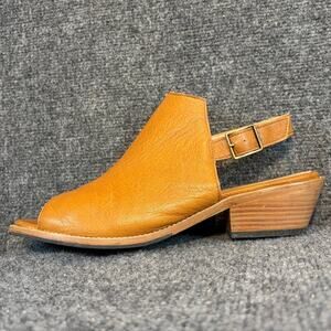 Patina Portland Leather Slingback Sandals Open Toe Block Heel Tan Womens 11